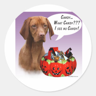 Vizsla Halloween Candy Runder Aufkleber