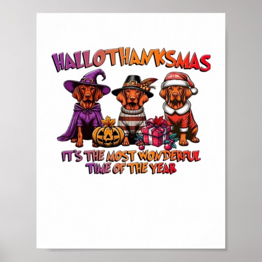 Vizsla Halloween Erntedank Weihnachts Classic T- Poster (Vorne)