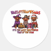 Vizsla Halloween Erntedank Weihnachts Classic T- Runder Aufkleber (Vorderseite)
