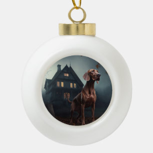 Vizsla Halloween Gruselig Keramik Kugel-Ornament