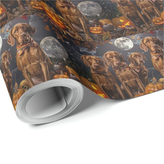 Vizsla Halloween Spooky Geschenkpapier (Rolleneckpunkt)