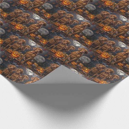 Vizsla Halloween Spooky Geschenkpapier (Ecke)