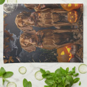 Vizsla Halloween Spooky Geschirrtuch (Gefaltet)