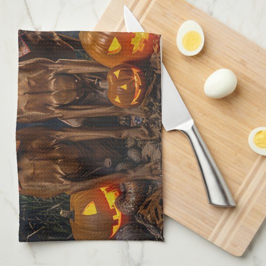 Vizsla Halloween Spooky Geschirrtuch (Viertel Falte)