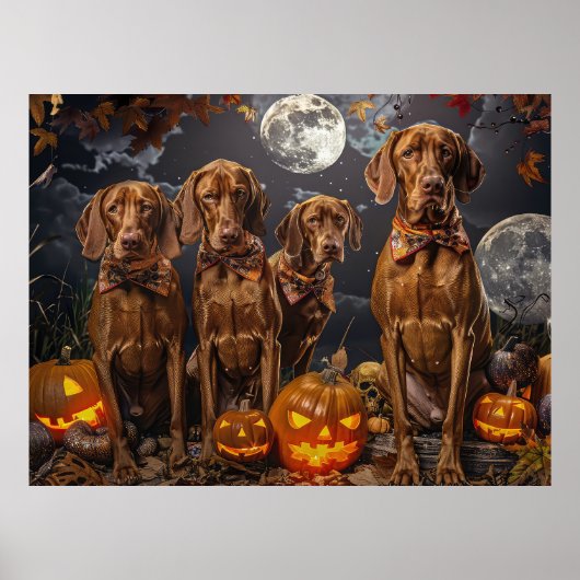 Vizsla Halloween Spooky Poster (Vorne)