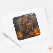 Vizsla Halloween Spooky Quadratischer Aufkleber (Umschlag)