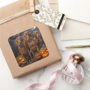 Vizsla Halloween Spooky Quadratischer Aufkleber