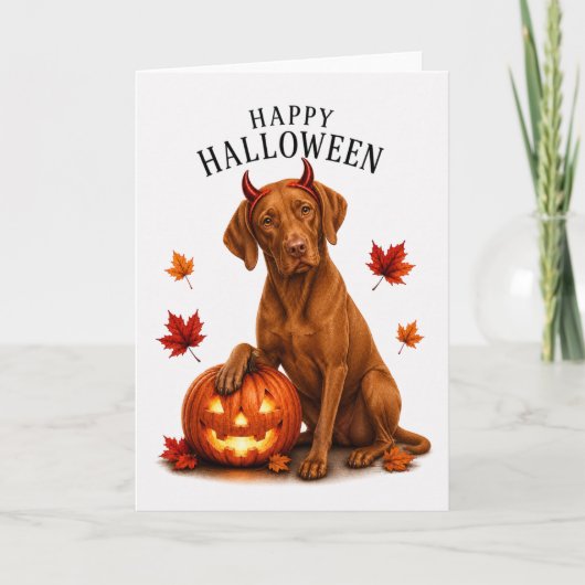 Vizsla Halloween Teufelshund Karte (Vorderseite)