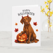 Vizsla Halloween Teufelshund Karte (Gelbe Blume)