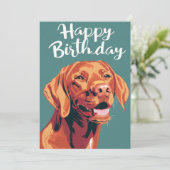 Vizsla Happy Birthday Feiertagskarte (Stehend Vorderseite)