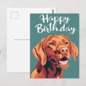 Vizsla Happy Birthday Postkarte (Vorne/Hinten)