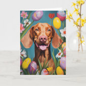 Vizsla Happy Oaster Karte (Gelbe Blume)