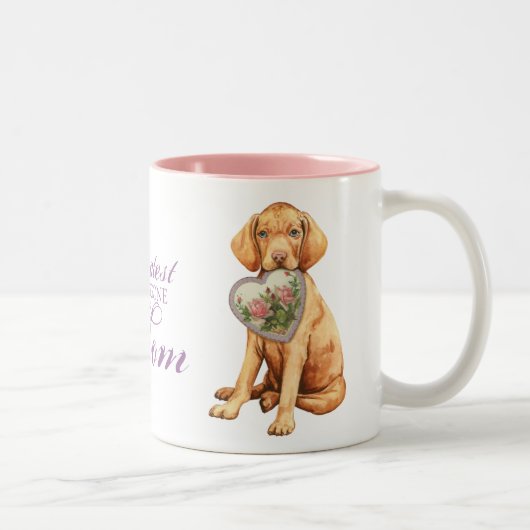 Vizsla Heart Mama Zweifarbige Tasse (Rechts)
