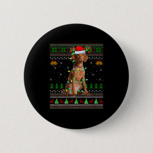 Vizsla-Hund hässliche Weihnachtspullover Feiertage Button