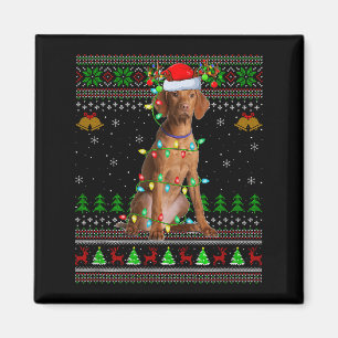 Vizsla-Hund hässliche Weihnachtspullover Feiertage Magnet