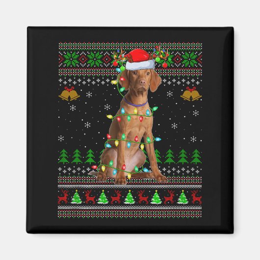 Vizsla-Hund hässliche Weihnachtspullover Feiertage Magnet (Vorne)