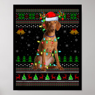 Vizsla Hund hässliche Weihnachtspullover Feiertage Poster