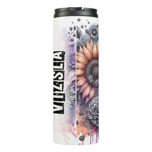 Vizsla Hund in floraler Kunst Thermosbecher (Rückseite)