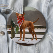 Vizsla Hund in Schnee Weihnachten Button (Beispiel)