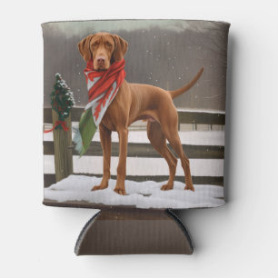 Vizsla Hund in Schnee Weihnachten Dosenkühler