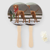 Vizsla Hund in Schnee Weihnachten Fächer (Vorne und Hinten)
