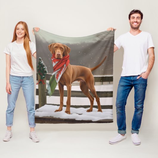 Vizsla Hund in Schnee Weihnachten Fleecedecke (Beispiel)