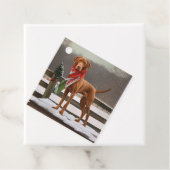 Vizsla Hund in Schnee Weihnachten Geschenkanhänger (Beispiel)