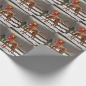 Vizsla Hund in Schnee Weihnachten Geschenkpapier (Ecke)