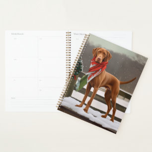 Vizsla Hund in Schnee Weihnachten Planer