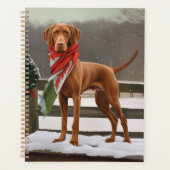 Vizsla Hund in Schnee Weihnachten Planer (Vorderseite)