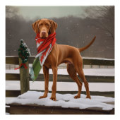 Vizsla Hund in Schnee Weihnachten Poster (Vorderseite)