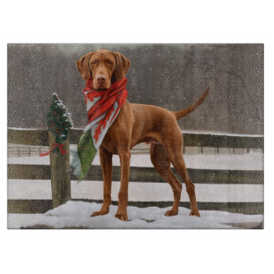 Vizsla Hund in Schnee Weihnachten Schneidebrett