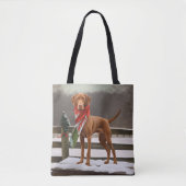 Vizsla Hund in Schnee Weihnachten Tasche (Vorderseite)