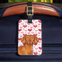 Vizsla Hund Liebe mit rotem und rosafarbenem Herzm
