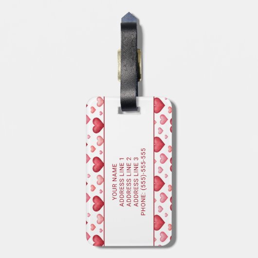 Vizsla Hund Liebe mit rotem und rosafarbenem Herzm Gepäckanhänger (Rückseite vertikal)