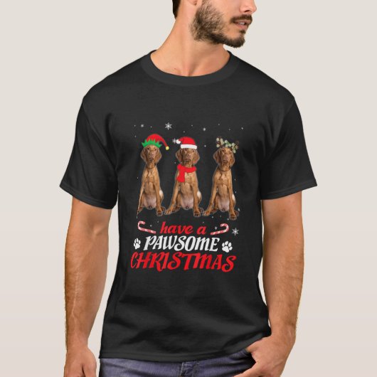Vizsla Hund Merry Xmas T-Shirt (Vorderseite)