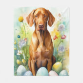 Vizsla Hund mit Ostereiern Urlaub Fleecedecke (Vorderseite)
