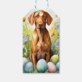 Vizsla Hund mit Ostereiern Urlaub Geschenkanhänger (Vorderseite)