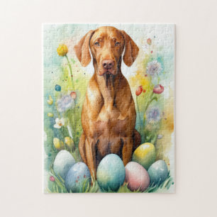 Vizsla Hund mit Ostereiern Urlaub Puzzle