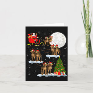Vizsla Hund Santa Schlitten Fliegend Lustig Magisc Karte
