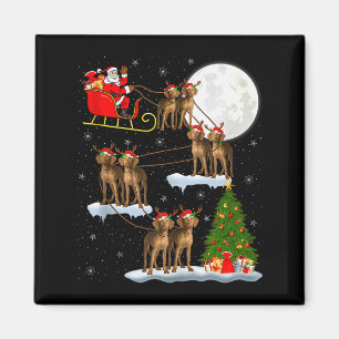 Vizsla-Hund Santa-Schlitten Fliegend Lustig Magisc Magnet