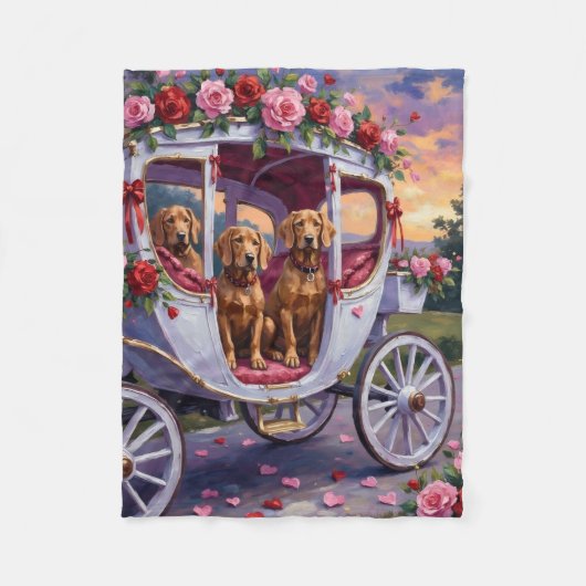 Vizsla Hund Valentinstag Fleecedecke (Vorderseite)