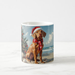 Vizsla Hund Weihnachten Vintage Strand Kaffeetasse