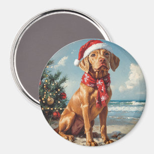 Vizsla Hund Weihnachten Vintage Strand Magnet