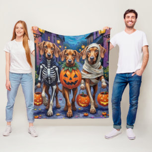 Vizsla-Hunde beim Trick-or-Treat in Halloween-Kost Fleecedecke
