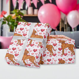 Vizsla-Hunde-Liebe mit rotem und rosafarbenem Herz Geschenkpapier
