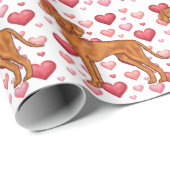 Vizsla-Hunde-Liebe mit rotem und rosafarbenem Herz Geschenkpapier (Rolleneckpunkt)