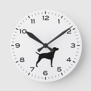 Vizsla Hunde Silhouette Runde Wanduhr