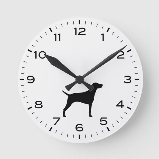 Vizsla Hunde Silhouette Runde Wanduhr (Vorderseite)