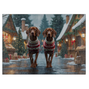 Vizsla Hunde Weihnachten Schnee Feiertag Schneidebrett